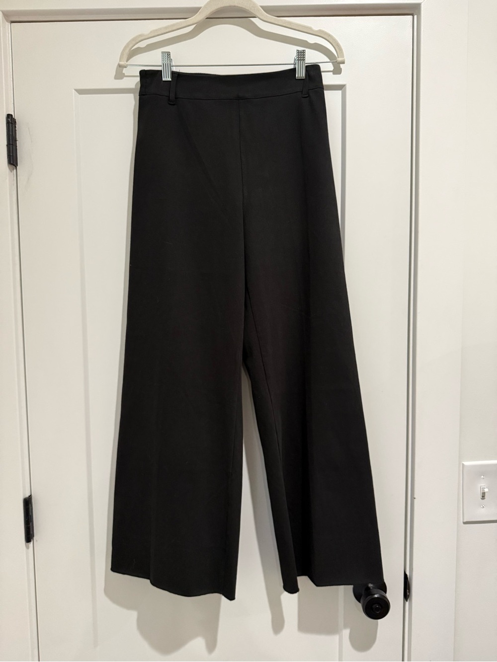 Lysse Black High Waist Wide Leg Tummy Control Pull On Pants Size S Raw Hem